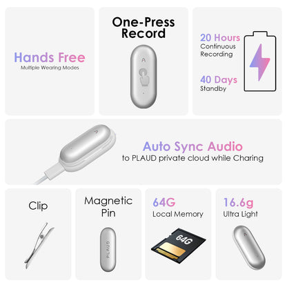 Plaud NotePin- Lunar Silver